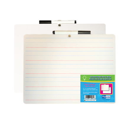 FLIPSIDE PRODUCTS 9 x 12 Two Sided Red & Blue Ruled/Dry Erase with Attached Marker, PK12 19134